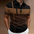 Camisa polo listrada 3D masculina, camiseta grande de manga curta, roupa respirável, esportes de rua casuais, verão